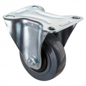 Roulette Manutention Fixe Caoutchouc élastique gris - Ø80mm 120kg - Fix. Platine