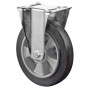 Roulette Manutention Fixe Caoutchouc élastique noir - Ø125mm 150kg - Fix. Platine