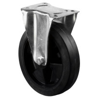 Roulette Manutention Fixe Caoutchouc élastique noir - Ø125mm 200kg - Fix. Platine Roulette Manutention Fixe Caoutchouc élastique noir - Ø125mm 200kg - Fix. Platine