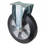 Roulette Manutention Fixe Caoutchouc élastique noir - Ø250mm 450kg - Fix. Platine