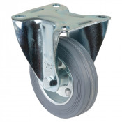 Roulette Manutention Fixe Caoutchouc gris - Ø100mm 70kg - Fix. Platine