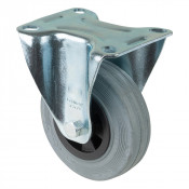 Roulette Manutention Fixe Caoutchouc gris - Ø100mm 70kg - Fix. Platine