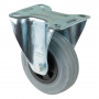 Roulette Manutention Fixe Caoutchouc gris - Ø100mm 70kg - Fix. Platine