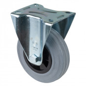 Roulette Manutention Fixe Caoutchouc gris - Ø125mm 100kg - Fix. Platine