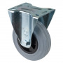 Roulette Manutention Fixe Caoutchouc gris - Ø125mm 100kg - Fix. Platine