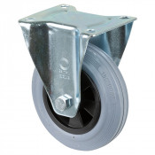 Roulette Manutention Fixe Caoutchouc gris - Ø160mm 135kg - Fix. Platine