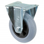 Roulette Manutention Fixe Caoutchouc gris - Ø160mm 135kg - Fix. Platine