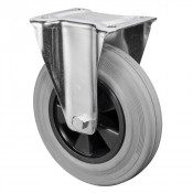 Roulette Manutention Fixe Caoutchouc gris - Ø200mm 205kg - Fix. Platine