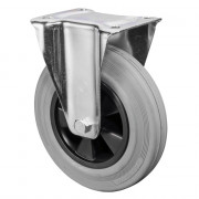 Roulette Manutention Fixe Caoutchouc gris - Ø200mm 205kg - Fix. Platine