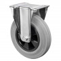 Roulette Manutention Fixe Caoutchouc gris - Ø200mm 205kg - Fix. Platine