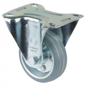 Roulette Manutention Fixe Caoutchouc gris - Ø80mm 50kg - Fix. Platine