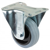 Roulette Manutention Fixe Caoutchouc gris - Ø80mm 50kg - Fix. Platine