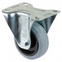 Roulette Manutention Fixe Caoutchouc gris - Ø80mm 50kg - Fix. Platine