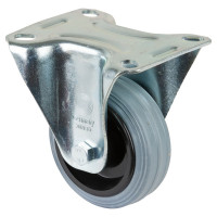 Roulette Manutention Fixe Caoutchouc gris - Ø80mm 50kg - Fix. Platine