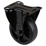 Roulette Manutention Fixe Caoutchouc noir - Ø100mm 110kg - Fix. Platine
