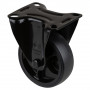 Roulette Manutention Fixe Caoutchouc noir - Ø100mm 110kg - Fix. Platine