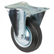 Roulette Manutention Fixe Caoutchouc noir - Ø100mm 70kg - Fix. Platine