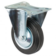 Roulette Manutention Fixe Caoutchouc noir - Ø100mm 70kg - Fix. Platine