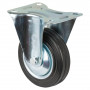 Roulette Manutention Fixe Caoutchouc noir - Ø100mm 70kg - Fix. Platine