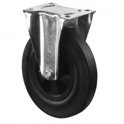 Roulette Manutention Fixe Caoutchouc noir - Ø125mm 100kg - Fix. Platine