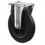 Roulette Manutention Fixe Caoutchouc noir - Ø125mm 100kg - Fix. Platine