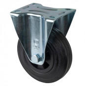 Roulette Manutention Fixe Caoutchouc noir - Ø125mm 100kg - Fix. Platine