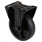 Roulette Manutention Fixe Caoutchouc noir - Ø125mm 120kg - Fix. Platine
