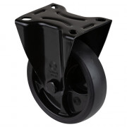 Roulette Manutention Fixe Caoutchouc noir - Ø125mm 120kg - Fix. Platine