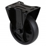 Roulette Manutention Fixe Caoutchouc noir - Ø125mm 120kg - Fix. Platine