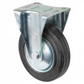 Roulette Manutention Fixe Caoutchouc noir - Ø140mm 115kg - Fix. Platine
