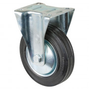 Roulette Manutention Fixe Caoutchouc noir - Ø140mm 115kg - Fix. Platine