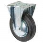 Roulette Manutention Fixe Caoutchouc noir - Ø140mm 115kg - Fix. Platine