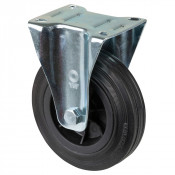 Roulette Manutention Fixe Caoutchouc noir - Ø140mm 115kg - Fix. Platine