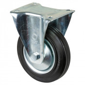 Roulette Manutention Fixe Caoutchouc noir - Ø160mm 135kg - Fix. Platine