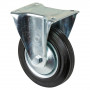 Roulette Manutention Fixe Caoutchouc noir - Ø160mm 135kg - Fix. Platine