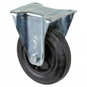Roulette Manutention Fixe Caoutchouc noir - Ø160mm 135kg - Fix. Platine