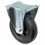 Roulette Manutention Fixe Caoutchouc noir - Ø160mm 135kg - Fix. Platine