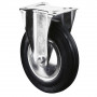 Roulette Manutention Fixe Caoutchouc noir - Ø200mm 205kg - Fix. Platine