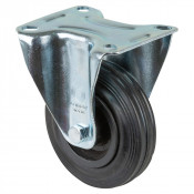 Roulette Manutention Fixe Caoutchouc noir - Ø200mm 205kg - Fix. Platine