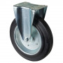 Roulette Manutention Fixe Caoutchouc noir - Ø250mm 250kg - Fix. Platine