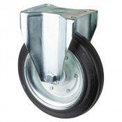 Roulette Manutention Fixe Caoutchouc noir - Ø280mm 350kg - Fix. Platine