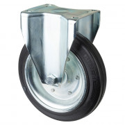 Roulette Manutention Fixe Caoutchouc noir - Ø280mm 350kg - Fix. Platine