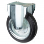 Roulette Manutention Fixe Caoutchouc noir - Ø280mm 350kg - Fix. Platine