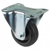 Roulette Manutention Fixe Caoutchouc noir - Ø80mm 50kg - Fix. Platine