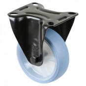 Roulette Manutention Fixe Caoutchouc thermoplastique bleu clair - Ø100mm 110kg - Platine