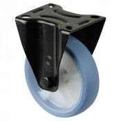 Roulette Manutention Fixe Caoutchouc thermoplastique bleu clair - Ø125mm 120kg - Platine