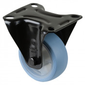 Roulette Manutention Fixe Caoutchouc thermoplastique bleu clair - Ø80mm 100kg - Platine