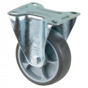 Roulette Manutention Fixe Caoutchouc thermoplastique gris - Ø100mm 110kg - Fix. Platine