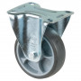 Roulette Manutention Fixe Caoutchouc thermoplastique gris - Ø100mm 110kg - Fix. Platine