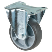 Roulette Manutention Fixe Caoutchouc thermoplastique gris - Ø100mm 110kg - Fix. Platine
